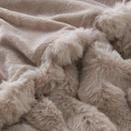 Lotus Karen Faux Fur Throw Blanket Linen - 800 GSM Bubble Rabbit Fluff Blanket for Couch Bed Sofa,Softest Fluffy Fuzzy Cozy Blanket,Thick Furry Plush Shaggy Warm Blankets for Women,90x90 Inches