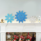 Hollow Wooden Snowflake Ornaments for Paint Christmas Decorations Cutouts Unfinished 6Pack, Wood Snowflakes for Crafts DIY Blank Cutouts Ornament Winter New Year Decorations （3 Styles 3 Size）