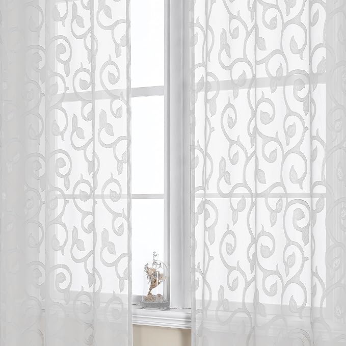 Furman Extra Long Sheer White Curtains 96 inches Long - Image 2