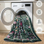 PLHXFR 2.6x14 Washable Runner Rug：Floral Indoor Kitchen Carpet Dark Green | - Image 8