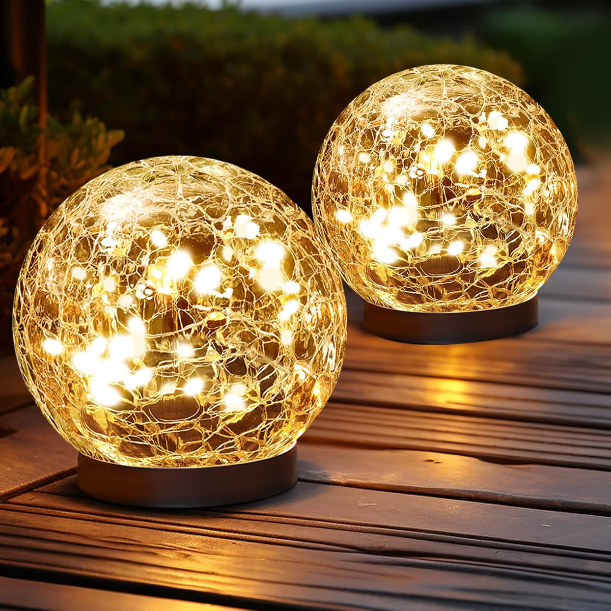 Solar Globe Lights Outdoor Waterproof-Solar Balls Garden-Cracked Glass Ball Solar Lights Outdoor-Solar Orbs Outside-Outdoor Decorations Patio & Yard Lawn Backyard Decor (GUO-XBQ-5-5-5)