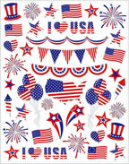Iconikal July 4th Static Cling Window Decorations, Patriotic American Flag, 200-Count