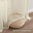 Cream Sheer Curtains 108 Inches Long 2 Pcs, Dual Rod Pocket Home Decor Living - Image 7