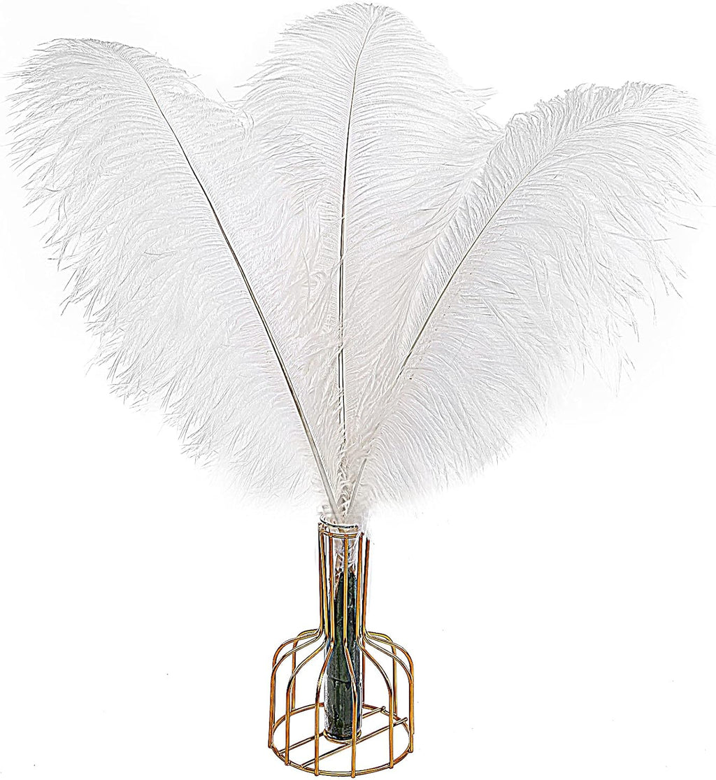 THARAHT 12pcs White Ostrich Feathers Natural Bulk 14-16Inch 35cm-40cm for Wedding Party Centerpieces Easter Gatsby and Home Decorate Ostrich Feathers