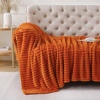 Orange Throw Blanket for Couch Sofa 50x60 inches Striped Design | Fleece - Image 4