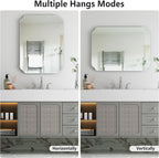Bathroom Mirrors for Over Sink, Frameless Mirrors for Wall, 24x18 Inch Beveled Bathroom Mirror, Bathroom Vanity Mirror for Bedroom Living Room Entryway Home Decor