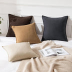 MIULEE Decorative Linen Pillow Covers 18x18 Inch Brown | Boho Farmhouse​ ​Fall - Image 4