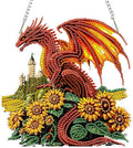 SENQAO Dragon Diamond Art Hanging Kit for Adult, Special Shaped Rhinestone, Double Sided DIY Acrylic Diamond Art Painting Window Pendants Home Garden Wall Hanging Kits Hanging Ornament (Sunflower)