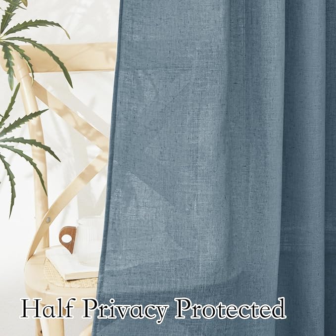 RYB HOME Light Filtering Linen Sheer Curtains 72 inch Long - Image 5