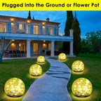 2 Pack 60 LED Solar Garden Lights Outdoor Decoration, Cracked Glass Solar Globe Lights, Upgraded Waterproof Warm White Ball Lights for Yard Pathway Patio Halloween Christmas Outside Decor