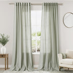 Extra Long Sage Green Curtain 2 Panels 102 inches Long by Nanspring