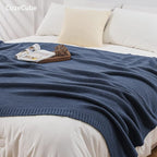 CozeCube Dusty Blue Seed Stitch Throw Blanket 50"x60", Farmhouse Decor | Blanket - Image 5