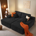 ovios 81" Oversized Sectional Double Lounge Chaise with Cloud Plush Sofa Bed, No Assembly Required, Fluffy Modern Sleeper Loveseat Chair for Indoor Living Room Bedroom Reading, Black (Corduroy Fabric)