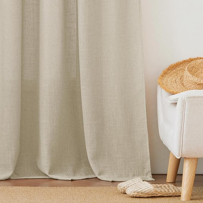 RYB HOME Sheer Curtains 102 inches, Extra Long Floor to Ceiling Curtains | Half - Image 6