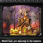 Halloween Snow Globe Lantern Haunted House Pumpkin Ghost Tree Crow Rip Dancing Bats with Timer, USB and Battery Powered 12 inch