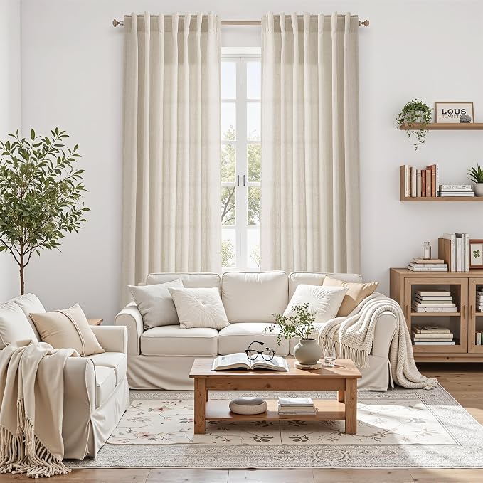 Extra Long 120 Inch Curtains for Living Room Boho Linen Light Filtering Semi - Image 6