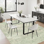 5x8 Area Rug Living Room: Modern Washable Soft Carpet Green Cream | - Image 4