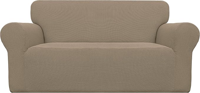 Easy-Going Stretch Loveseat Couch Covers Washable Natural | 1-Piece Loveseat by Easy-Going