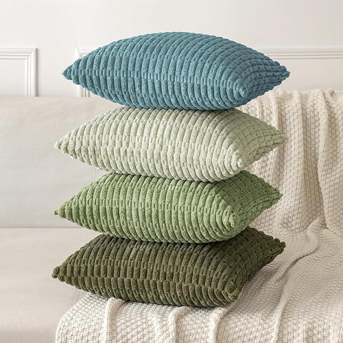 MIULEE Corduroy Decorative Throw Pillow Covers 20x20 Coastal Blue Pack of 2 | - Image 4