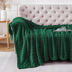 Christmas Green Throw Blanket for Couch Sofa 50"x60" Striped Design | Fleece - Image 2