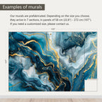 AFZEVEB-Blue and Gold Marble Wallpaper Abstract Art Wall murals for Bedroom 159"x107" (Not Peel and Stick)