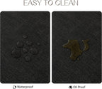 Romanstile Vinyl Placemats Set of 4-12 X 18 Inch - Heat Resistant Place Mats 100% Waterproof Oilproof Wipeable Reversible Faux Leather Table Mats for Kitchen/Dining/Party/Holiday, Black
