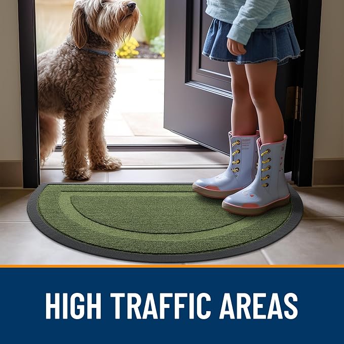 OLANLY Half Circle Front Door Mat Outside 59x34 All-Season Rubber Doormat | - Image 6