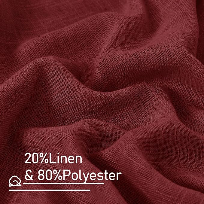 Burgundy Red 78 inch Sheer Linen Curtains - Image 2
