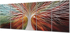 Yihui Arts Abstract Metal Wall Art - Tree Of Life Hand Crafted 5 Pieces Panels Large Big Unique 3D Aluminum Modern Contemporary Home Accent