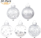 Sea Team Shatterproof Clear Plastic Christmas Ball Ornaments Decorative Xmas Balls Baubles Set with Stuffed Delicate Decorations (60mm/2.36 inch 30-Pack, Silver)