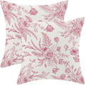 CXMEIFLY Hot Pink Spring Pillow Covers 20 x 20 Inch Set of 2 for Chinoiserie Flowers Decor Throw Pillows Floral Leaves Seasonal Plant Outdoor Decorative Cushion Cases for Couch Bed Decorations