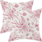 CXMEIFLY Hot Pink Spring Pillow Covers 20 x 20 Inch Set of 2 for Chinoiserie Flowers Decor Throw Pillows Floral Leaves Seasonal Plant Outdoor Decorative Cushion Cases for Couch Bed Decorations