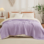EMME Cotton Throw Blanket for Couch Soft Muslin Blankets 50"x60" Lightweight Breathable Blanket All Season Gauze Blanket, Lavender