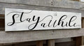 Farmhouse Stay Awhile Wood Sign, Entryway Sign Farmhous Wall Decor, Rustic Wall Art for Housewarming Gift (Stay Awhile) 6x18 Inch