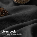 Black 102 Inch Linen Curtains for Living Room Back Tab Rod Pocket Privacy Semi - Image 4