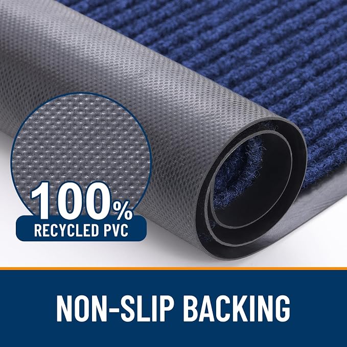 OLANLY Front Door Mat 47x30, Waterproof Heavy-Duty Indoor Outdoor Doormat | Blue - Image 3