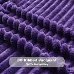 NEWCOSPLAY Fleece Ribbed Cozy Queen Blanket - Image 5
