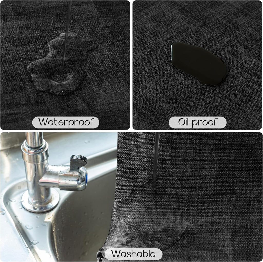 Romanstile Reversible Vinyl Placemats Set of 8, Faux Leather 100% Waterproof Oil-Proof Wipeable Place Mats, Heat Resistant Dual Sided Table Mats for Kitchen/Dining/Party (Grey Black, 12 x 17 Inch)