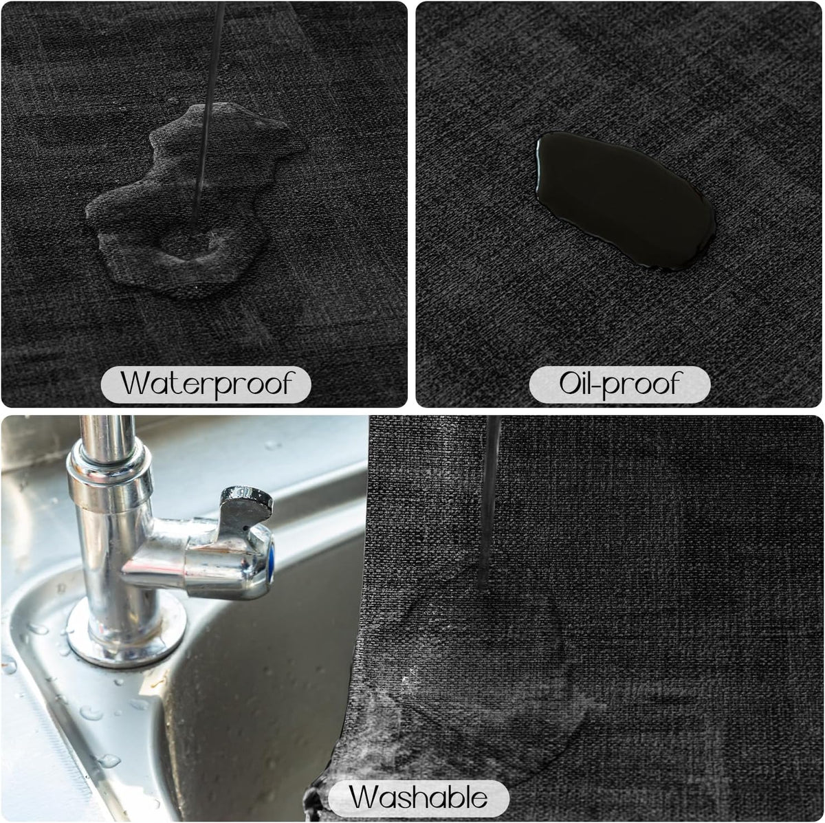 Romanstile Reversible Vinyl Placemats Set of 8, Faux Leather 100% Waterproof Oil-Proof Wipeable Place Mats, Heat Resistant Dual Sided Table Mats for Kitchen/Dining/Party (Grey Black, 12 x 17 Inch)