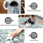 Machine Washable Runner Rugs 3x9 Modern Abstract Rug Ocean Mist | Stain & Spill - Image 5