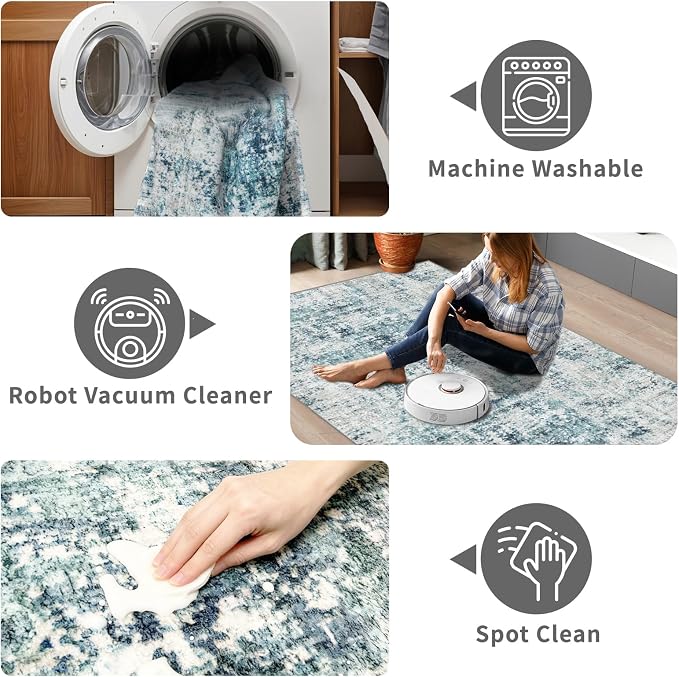 3x15 Long Hallway Runner Rug Non-Slip Washable Rugs Ocean Mist | Super Soft - Image 5