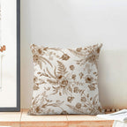 CXMEIFLY Spring Floral Leaves Pillow Covers 24 x 24 Inch Set of 2 for Chinoiserie Flowers Decor Throw Pillows Brown and White Seasonal Plant Outdoor Decorative Cushion Cases for Couch Bed Decorations