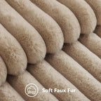 decorUhome Fall Faux Fur Throw Pillow Covers 18x18 Set of 2 Khaki Brown | - Image 2