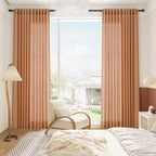 Peach Quartz Curtains 90 Inches Long 2 Panel Set Back Tab Rod Pocket Linen - Image 8