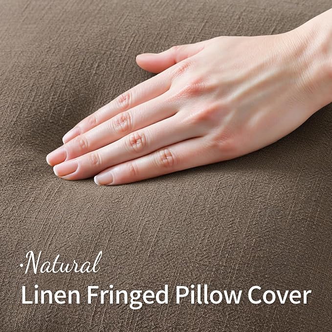 MIULEE Linen Decorative Fall Lumbar Throw Pillow Covers Cocoa Brown 12x20 | Set - Image 2