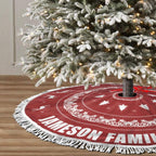Custom Christmas Tree Skirt with Name, Personalized Holiday Xmas Tree Decor Gifts for Party Family Home, 30" - 48", Deer Pattern