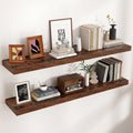 Floating Shelves - 2 Large Wall Mounted Shelves with Invisible Brackets, Long Wood Floating Wall Shelf for Living Room, Bedroom, Kitchen (Brown, 48" W x 9" D x 1.5" H)