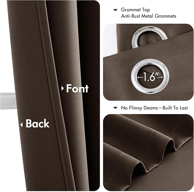 MIULEE Blackout Curtains for Bedroom 2 Panels 40"x63" Long Chocolate Brown | - Image 4