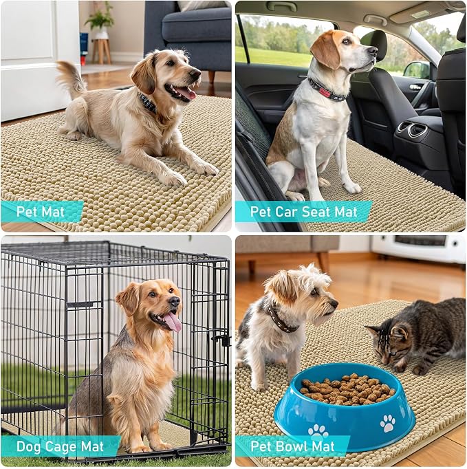 OLANLY Dog Door Mat for Muddy Paws 47x32, Super Absorbent Chenille Mud Mat | - Image 7