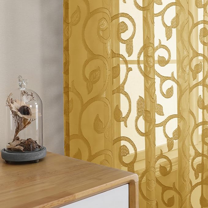 Furman Gold Sheer Curtains 63 inch Length - Image 5